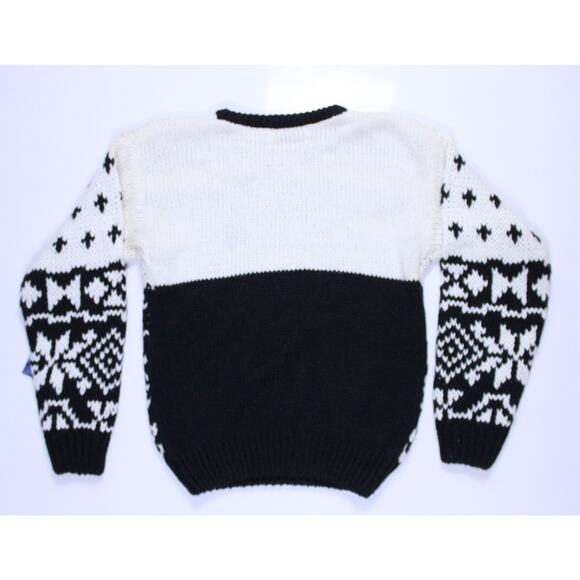 Vintage Gitano sweater acrylic black white ski snowflake winter 80s 90s NEW sz M - Picture 4 of 5